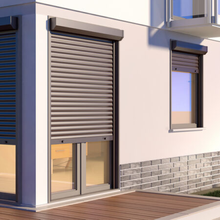 modern-brown-roller-shutters-night